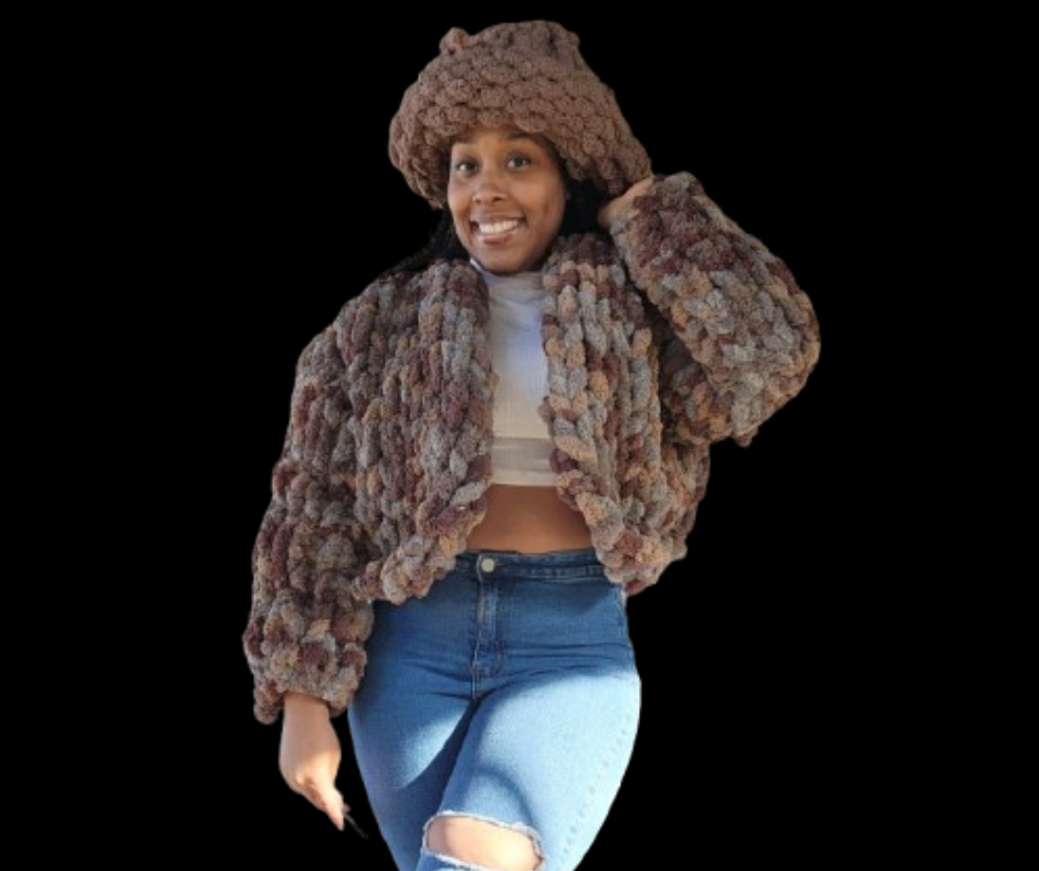 Brown hue knitted cardigan (S)