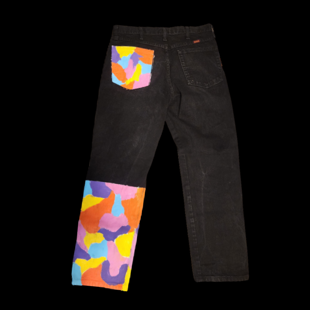 Black Colorful Hand-painted Jeans (34)