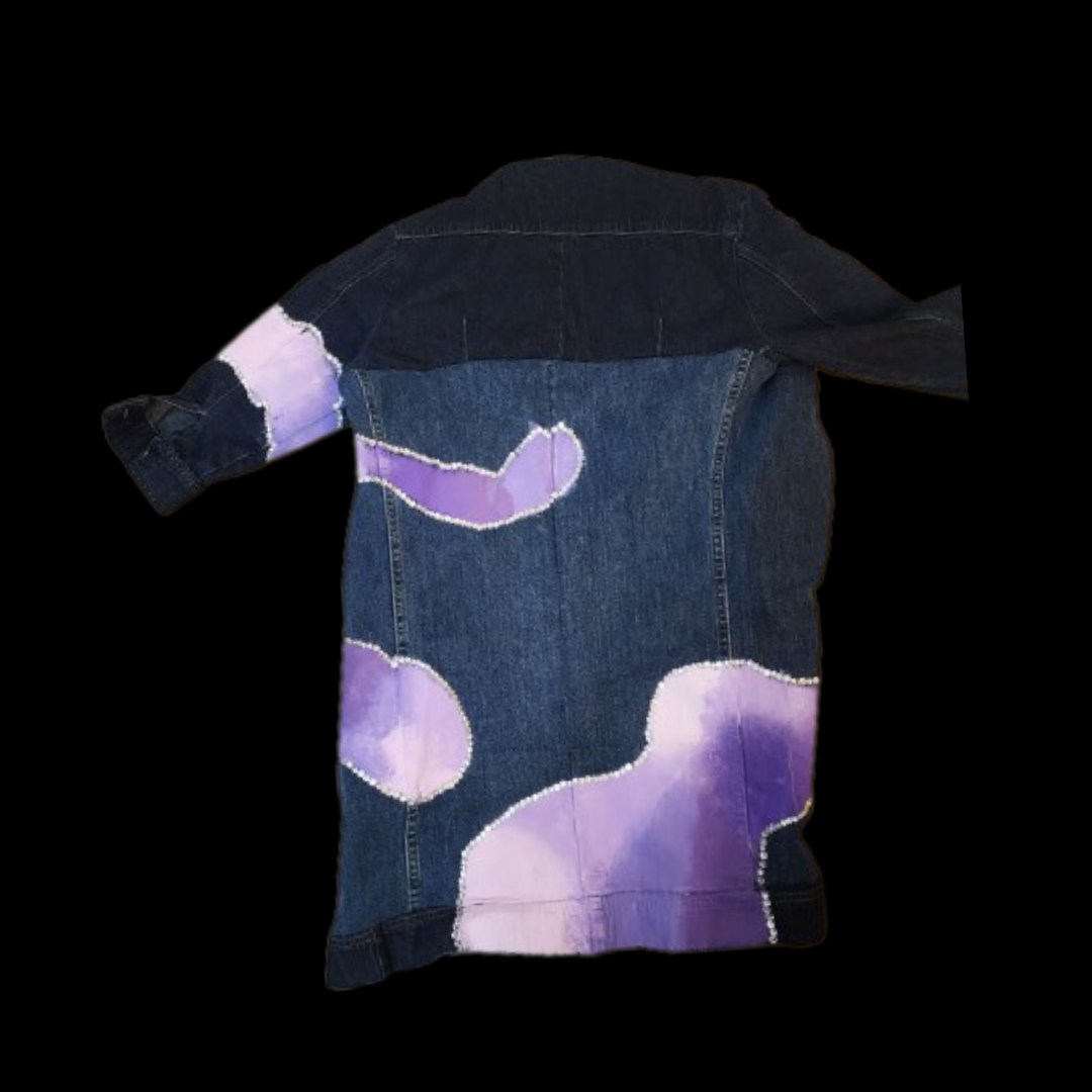 Purple Hand-Paint Dress and Jacket Set (S)