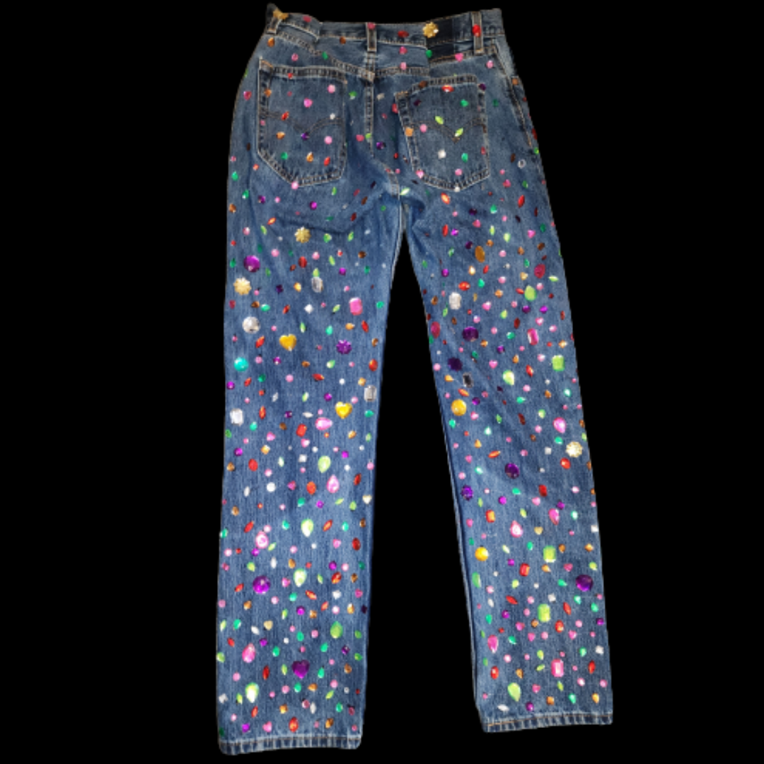 Denim Color Rhinestones Jean (32)