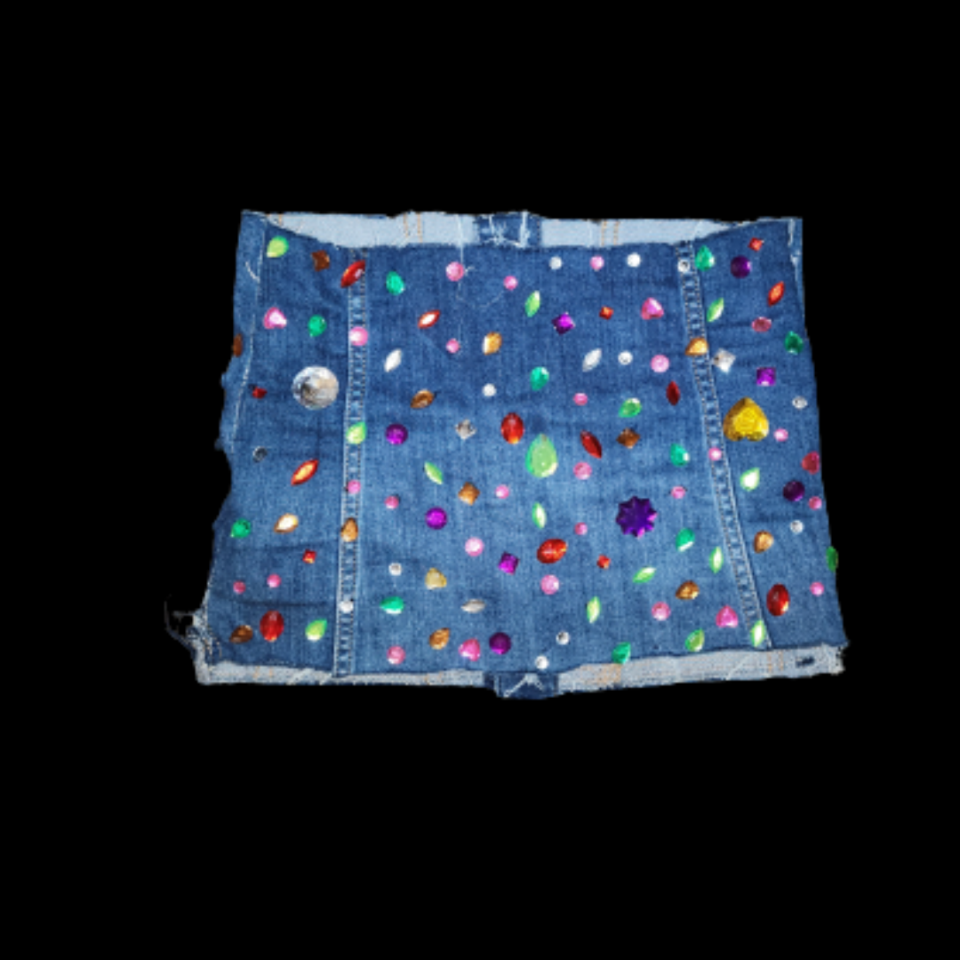 Denim Colorful Rhinestones Crop top (S)