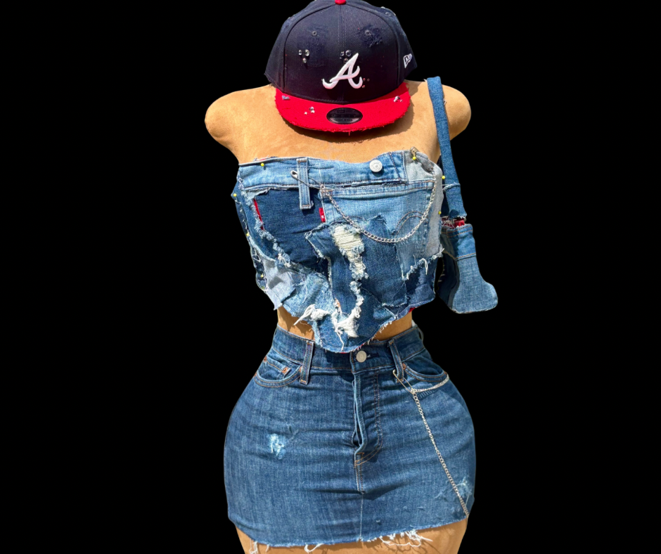 Blue Denim Set with Hat and Purse (XS/28)
