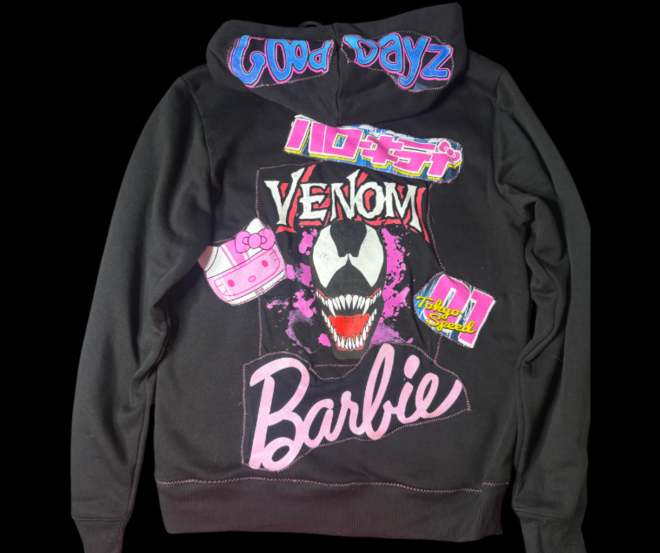 Black and Pink Graphic Zip hoodie (S)