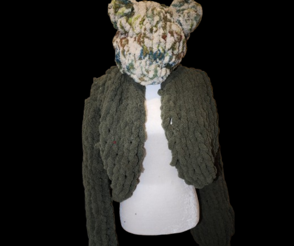 Olive green Cropped Knitted Cardigans (M/L)
