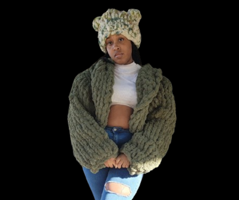 Olive green Cropped Knitted Cardigans (M/L)