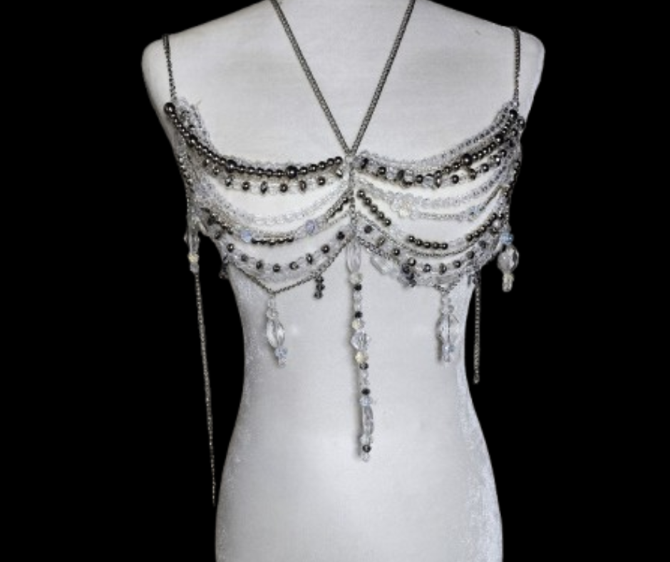 Clear and Silver Hand Beaded Bralette (S/M/L)