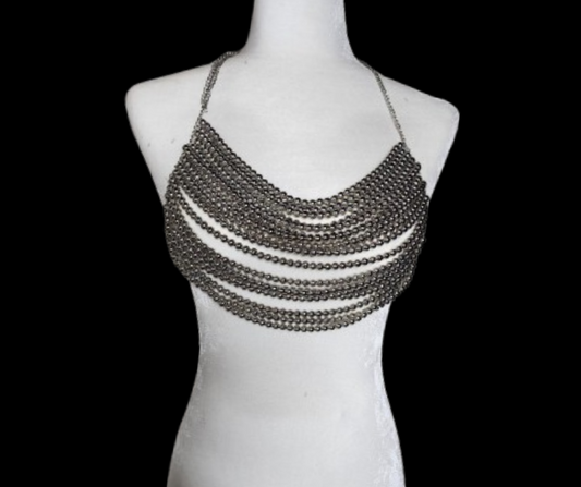 Silver Hand Beaded Bralette (S/M/L)