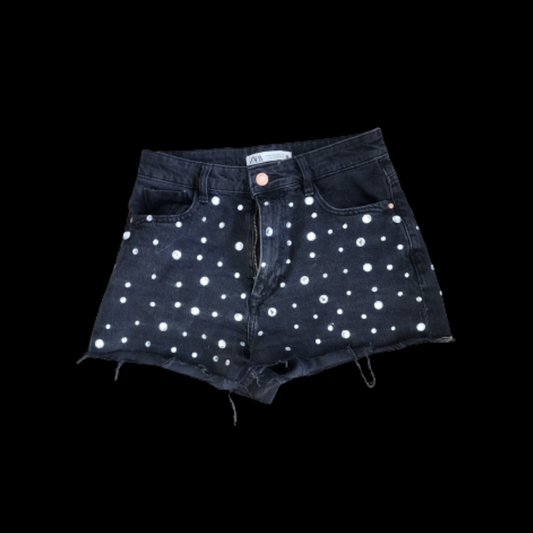 Black Rhinestones Demin Shorts (27)