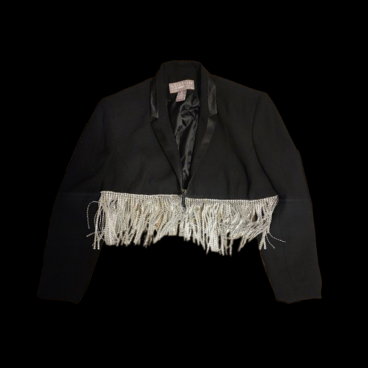 Black Crop Blazer with Silver Fringe (S/M)