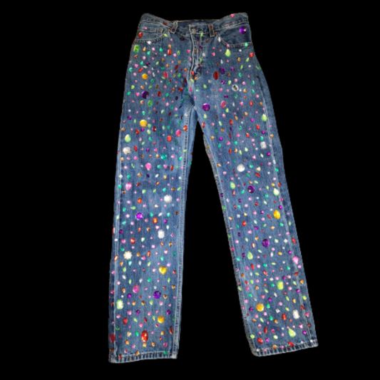 Denim Color Rhinestones Jean (32)