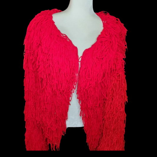 Red fringe Cardigan (M)