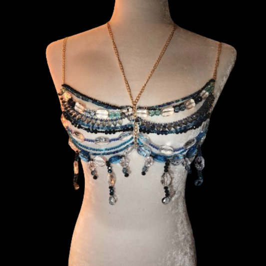 Blue Hand Beaded Bralette (S/M/L)