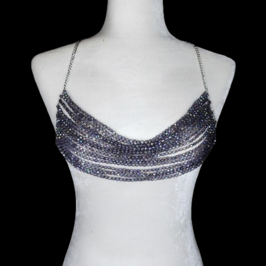 Purple Iridescent Hand Beaded Bralette