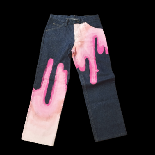 Pink Hand-Painted Drippy Jean (34)