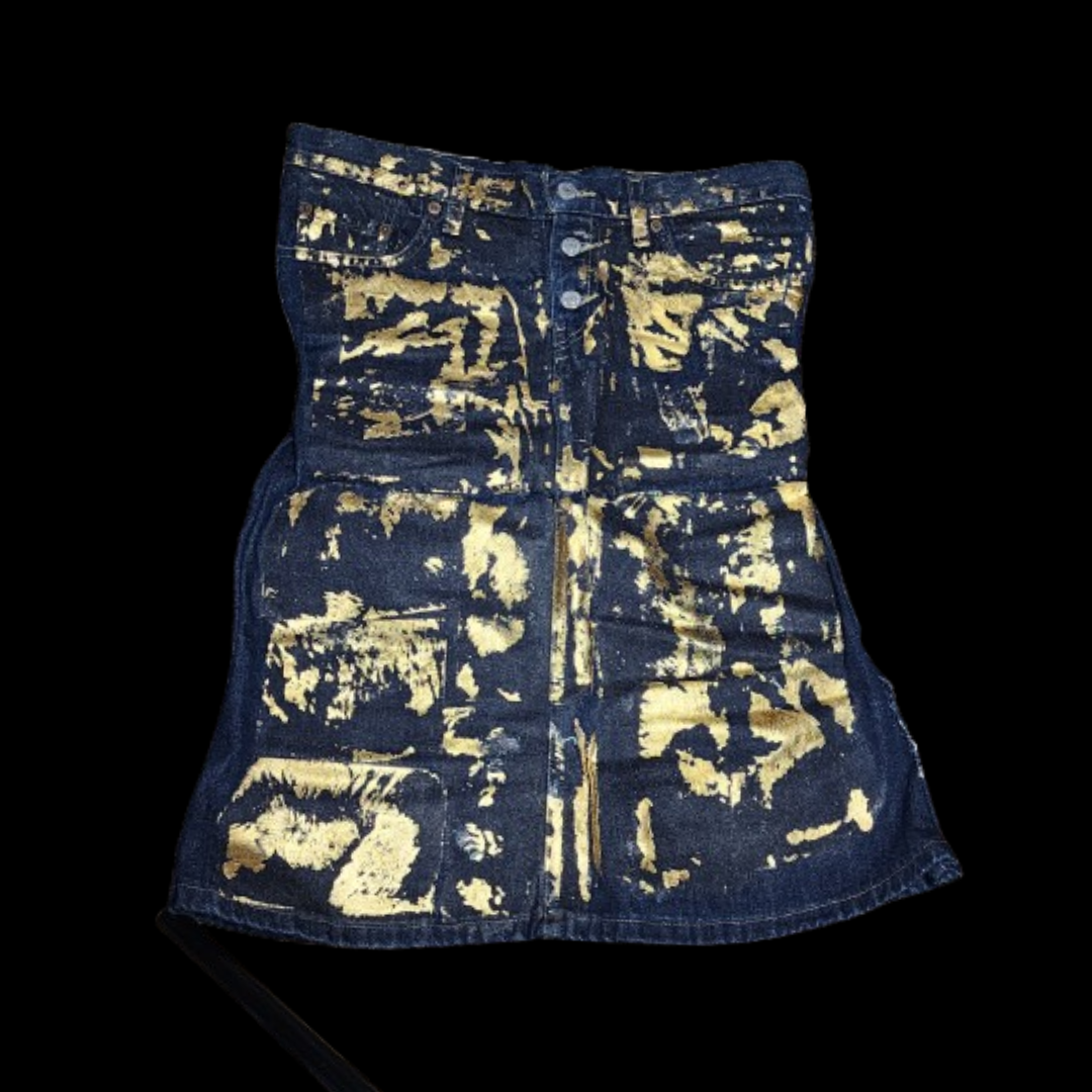 Denim Levi Reworked Gold Foil Dress