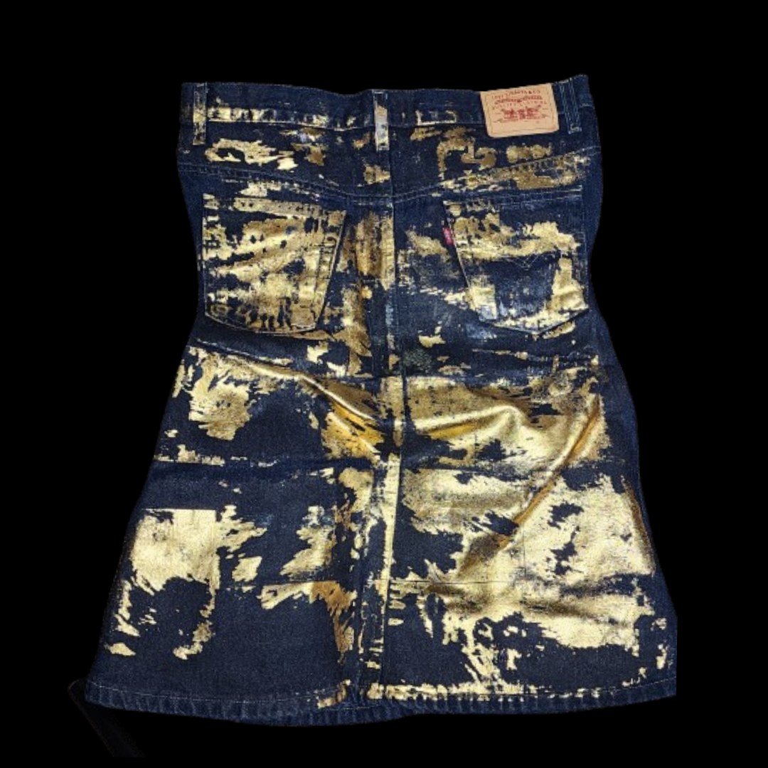 Denim Levi Reworked Gold Foil Dress