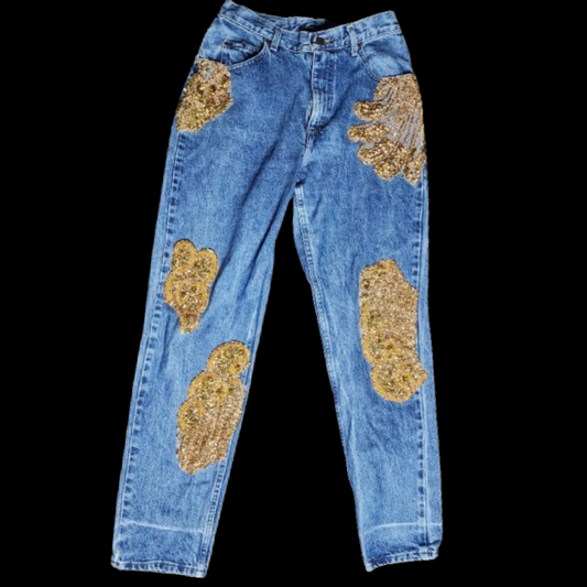 Denim Gold Crystal Jeans (28)