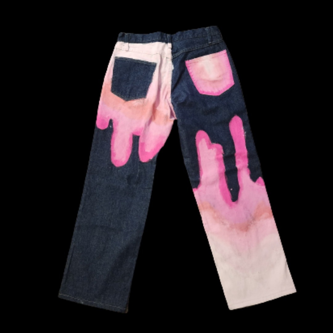 Pink Hand-Painted Drippy Jean (34)