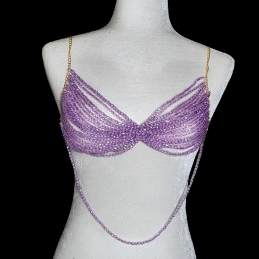 Purple (Lavender) Hand Beaded Bralette (S/M/L)