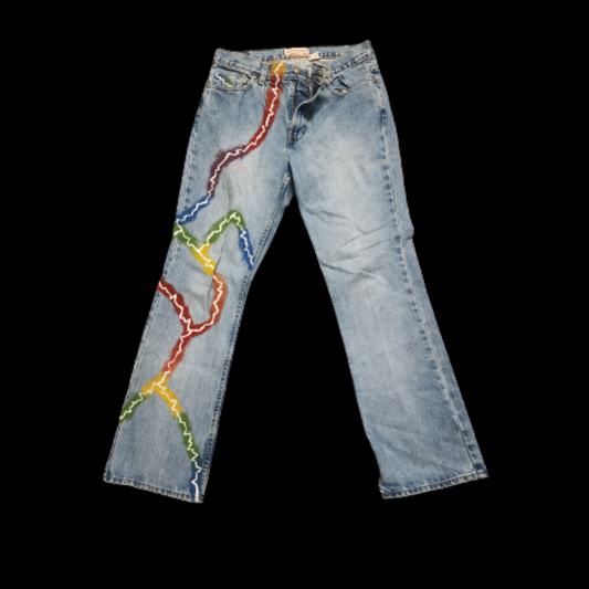 Denim Hand-painted Lighting Jeans (29)