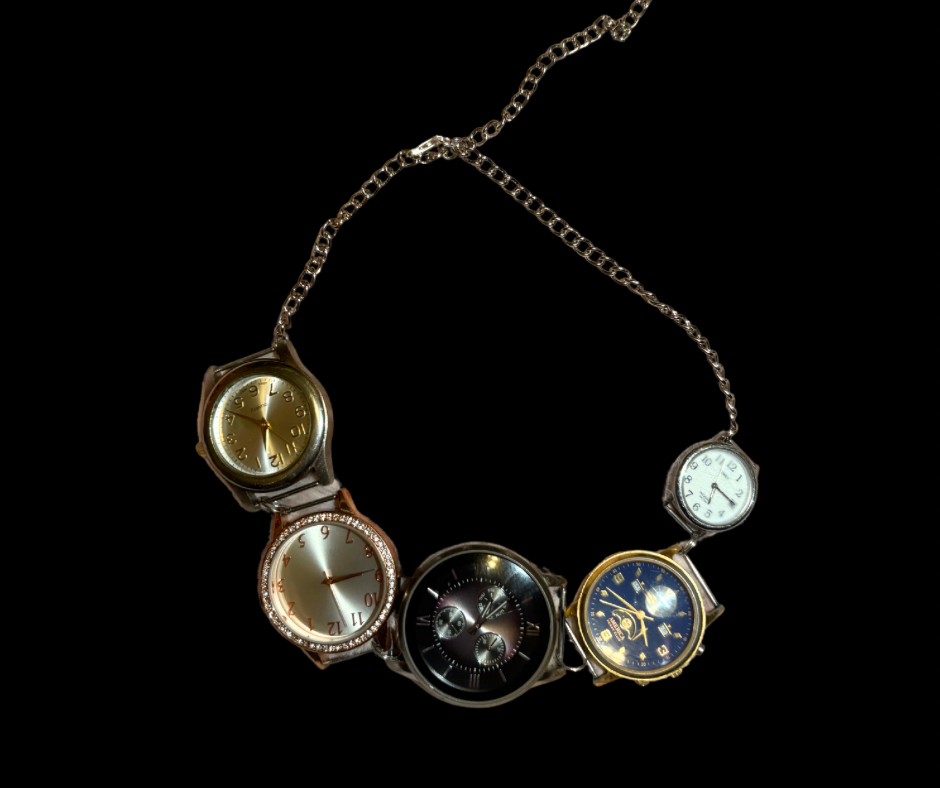 Gold and Silver Mulit Watches Necklace