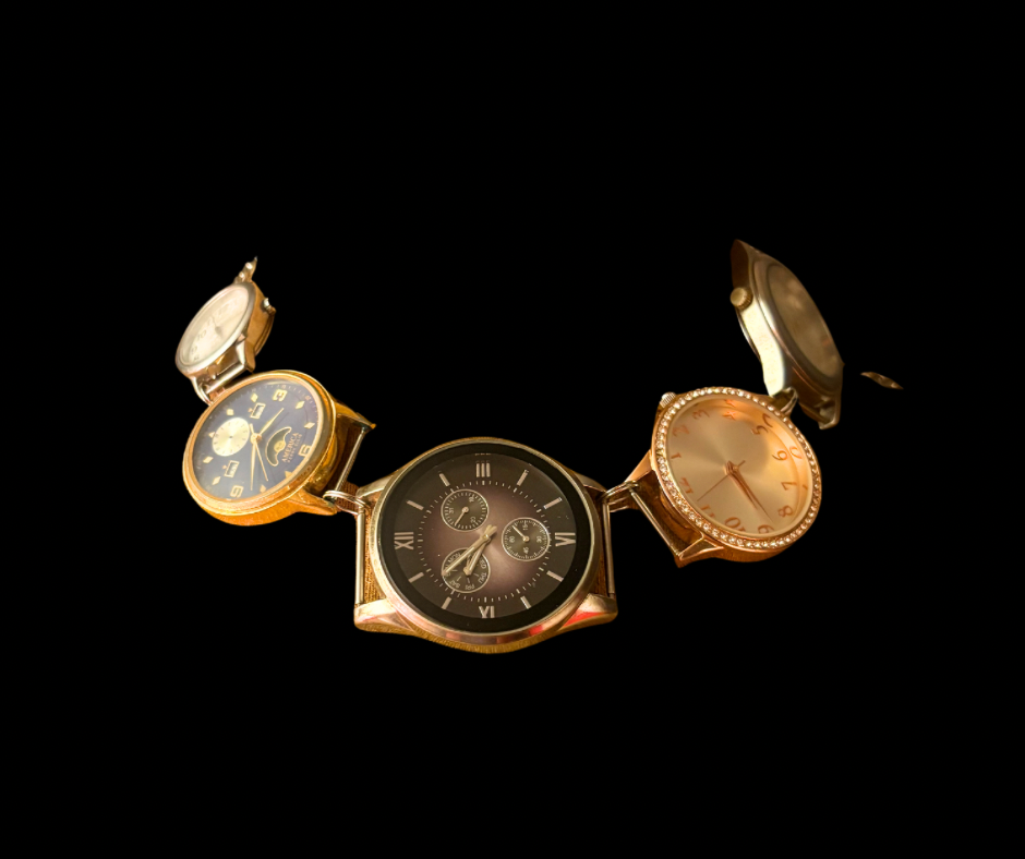 Gold and Silver Mulit Watches Necklace