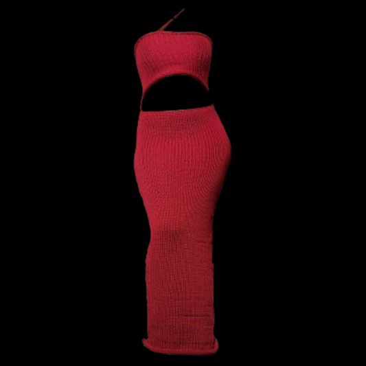 Red Knitted Gown (S/M)